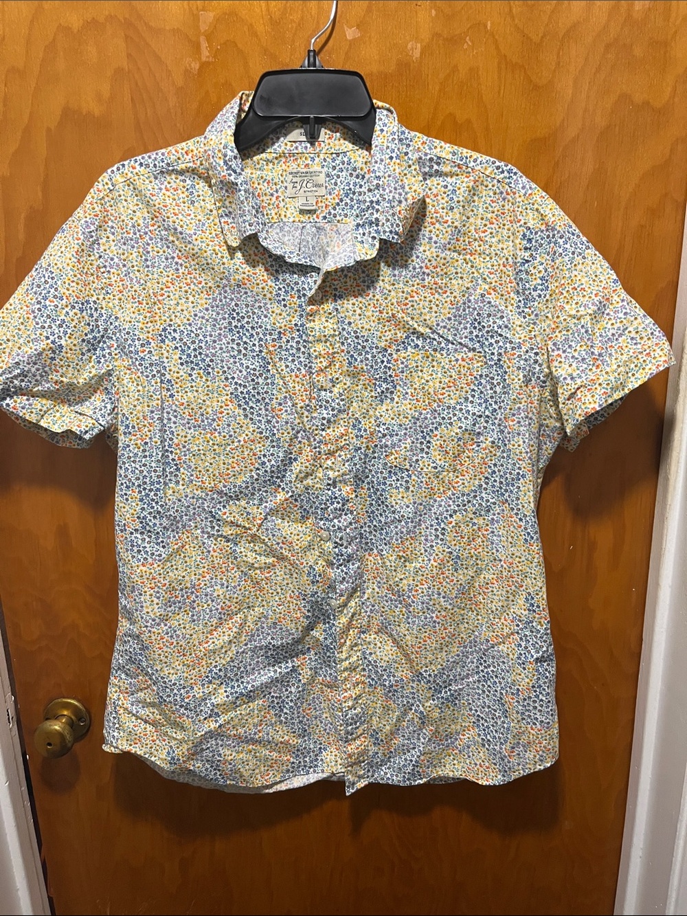 Faherty Short-Sleeve Floral Button-Down in Blue & Yellow
